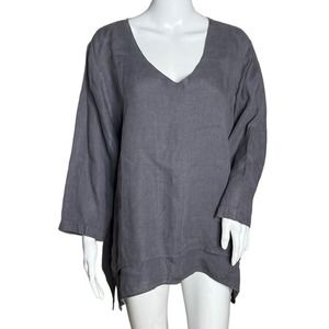 La Fixsun Shirt Womens‎ Small Gray Double Layer Top Neutral Minimalist Lagenlook